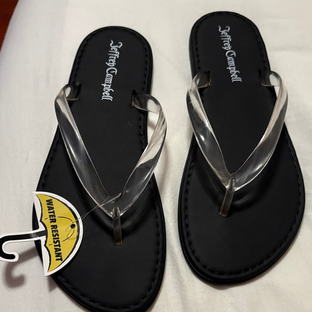 Jeffrey Campbell Black Sandals with Clear PVC Straps